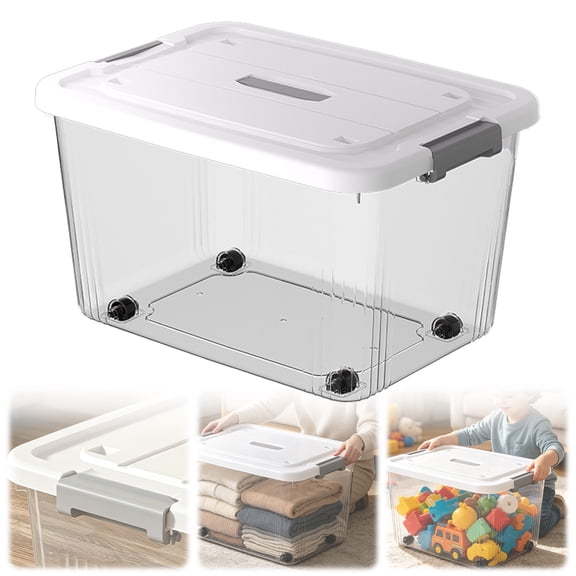 Storage Bins, with Latching Lid, Heavy Duty Moving Containers Tight Latch, Clear Plastic Storage Bins with Lids, Stackable Container Boxes for Home, Bathroom, and Office Organization