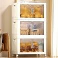 thumbnail image 1 of Storage Bins with Lid 76QT, Stackable Storage Containers with Wheels and Magnetic Doors, Plastic Clothes Closet Organizers and Storage Box for Home and Office (3 Pack), 1 of 8