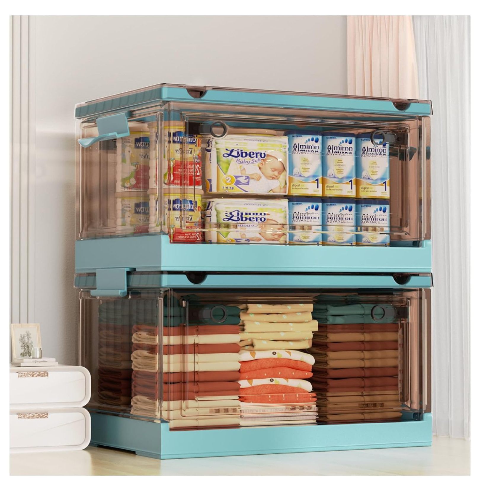 Storage Bins with Lids, 2 Packs 18.2Gal Plastic Storage Bins for Closet