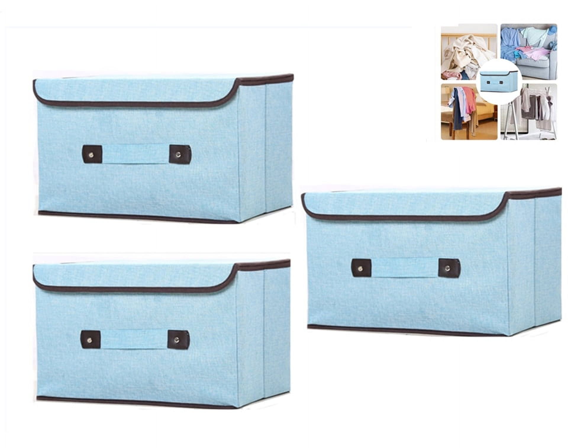 Storage Bins with Lids, 3 Pcs Cube Storage Basket Box, Large Foldable