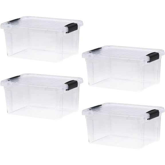 Storage Bins with Lids- 4 Pack, 6.6 Qt Clear Boxes for Organizing, Stackable Plastic Containers- BPA , Non-Toxic, Odor , Organizer for Home, Office, Dorm