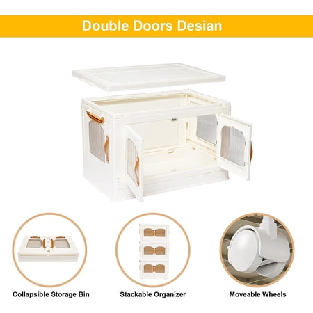 Storage Bins with Lids,5 Packs 8.5 Gal Storage Bins with Lids,Collapsible Storage Bins with Lids for Closet Organizers and Storage,Folding Storage Box with Doors for Office, School, Home Storage
