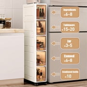 Storage Bins,4 TierTall Narrow Storage Cabinet, Foldable Plastic Storage Container with with Wheels, Stackable Collapsible Storage Bins for Closet Organizers and Storage White,7.87x11.81x44.48 in