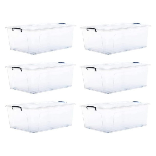 Storage Bins with Lids Clear Boxes for Organizing, Stackable Plastic