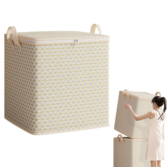 Storage Bins with Lids,Closet Organizers and Storage,Foldable Blanket Storage Bags with Zippers and Reinforced Handles,for Clothing,Sweater,Comforter,Bedding(150L)