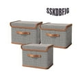 thumbnail image 1 of Storage Bins with Lids, Collapsible Closet Organizer Container, Fabric Organizer Box with Handles, Decorative Storage Boxes with Lids for Organizing Clothes, Blanket, Light Grey, Medium (3 pcs), 1 of 4