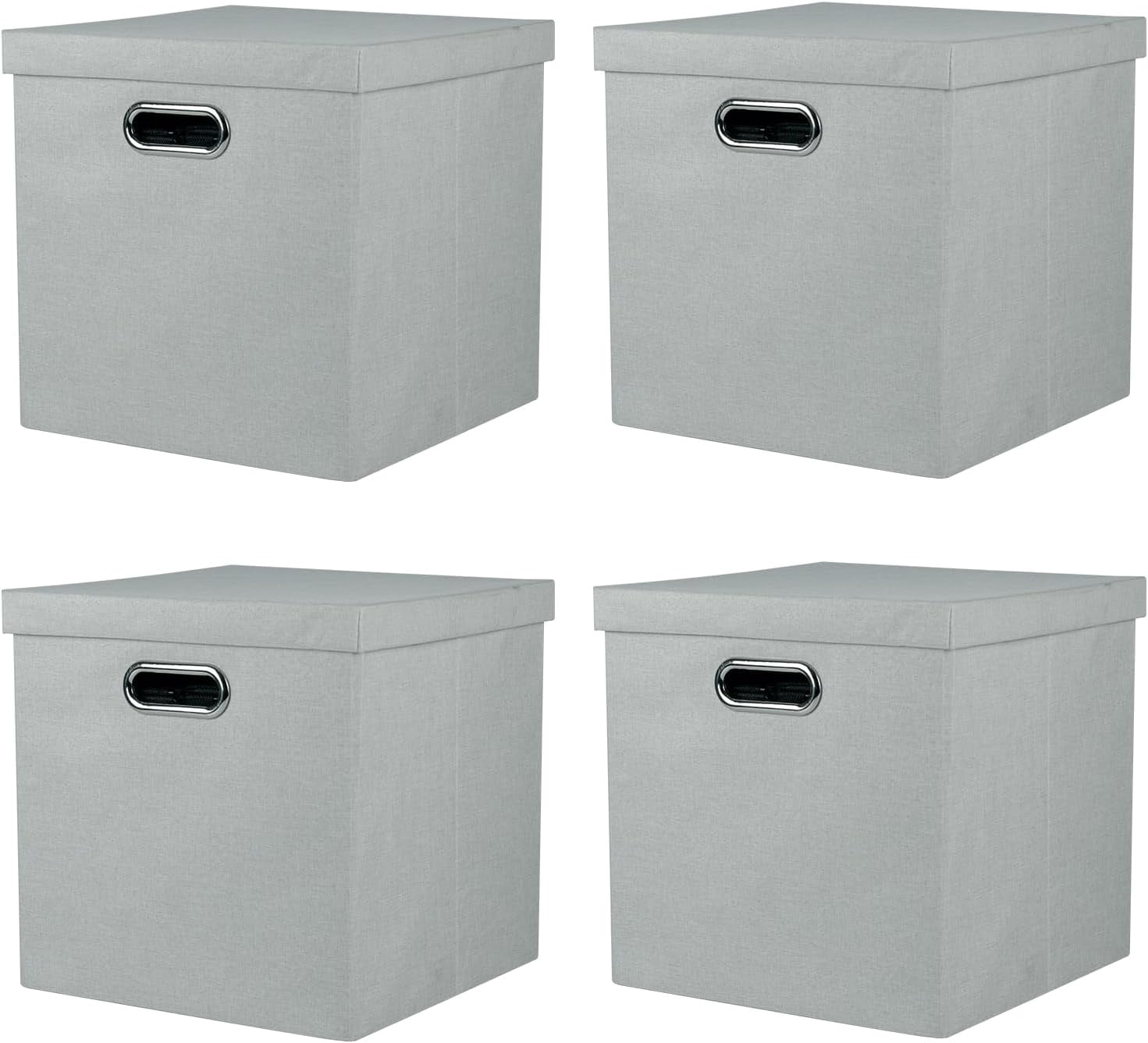 Storage Bins with Lids, Collapsible Linen Fabric Boxes Organizer ...