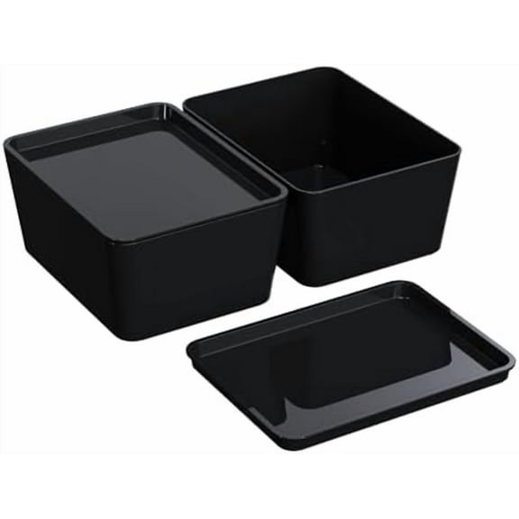 Storage Bins With Lids Plastic Containers: Multipurpose Stackable Storage Container Bins With Lid For Home And Office Organization, Small Storage Bin, 2 Pcs 5x7 Storage Container, Black