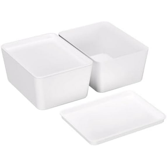 Storage Bins With Lids Plastic Containers: Plastic Multipurpose Stackable Storage Container Bins With Lid For Home And Office Organization, Small Storage Bin, 2 Pcs 5x7 Plastic Container, White