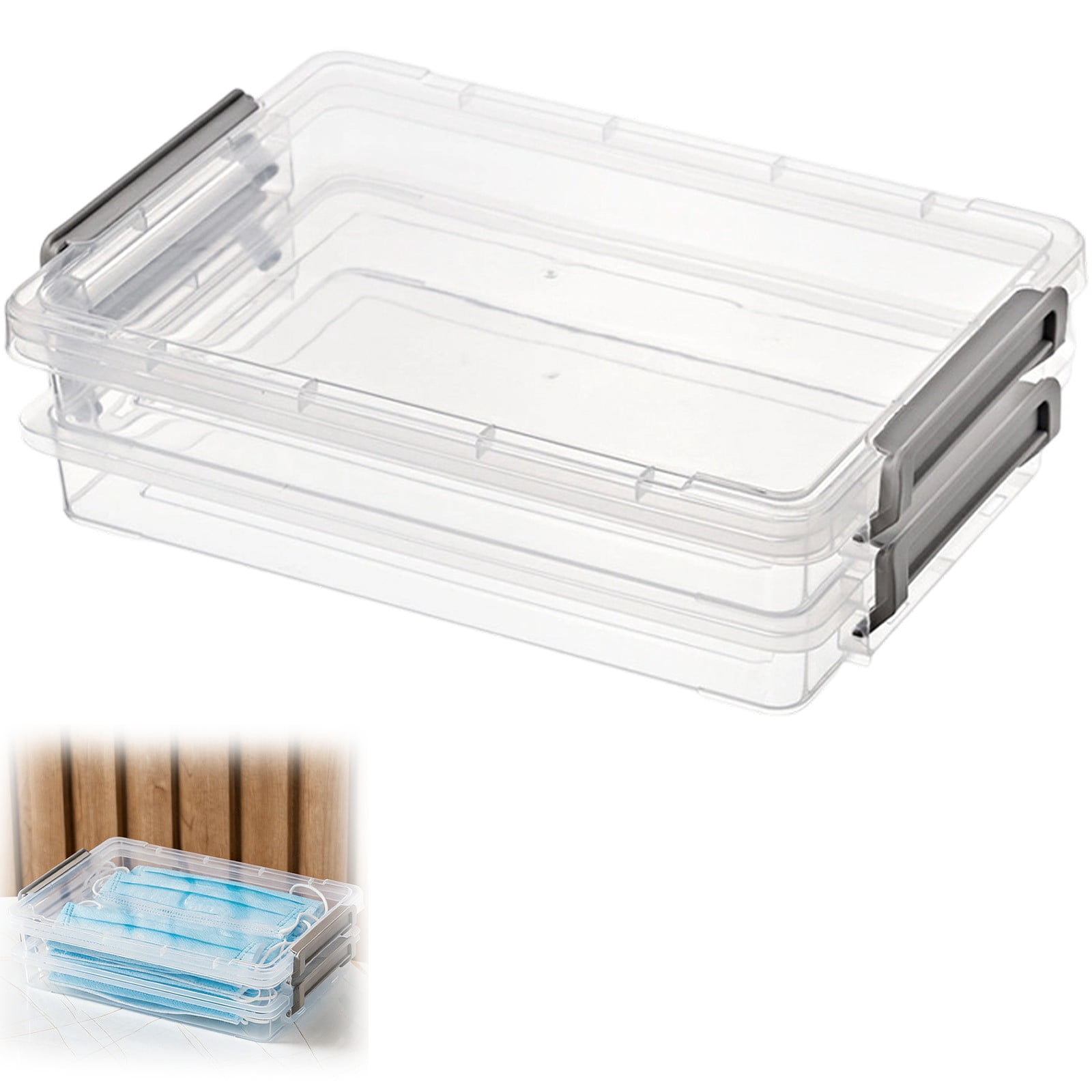 Storage Bins with Lids, Plastic Storage Bins, Craft Storage Box, Small Portable Storage Box, Stackable Plastic Container, Clear Storage Case with Secure Latching Lids 10x6.88x2.75 Inch