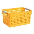 thumbnail image 1 of Storage Bins - Loetky 1Pc Plastic Storage Basket Desktop Weave Baskets with Handle Portable Bathroom Open Storage Small Plastic Containers Shelf Brackets for Shelves Countertop Kitchen Cabinet, 1 of 4