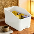thumbnail image 1 of Storage Bins Organizer Baskets for Cabinet Kitchen Pantry Plastic Stackable Storage Boxes for Snacks Condiments Home Organization Multipurpose Storage Container White 13.8x9.1 Inches, 1 of 6