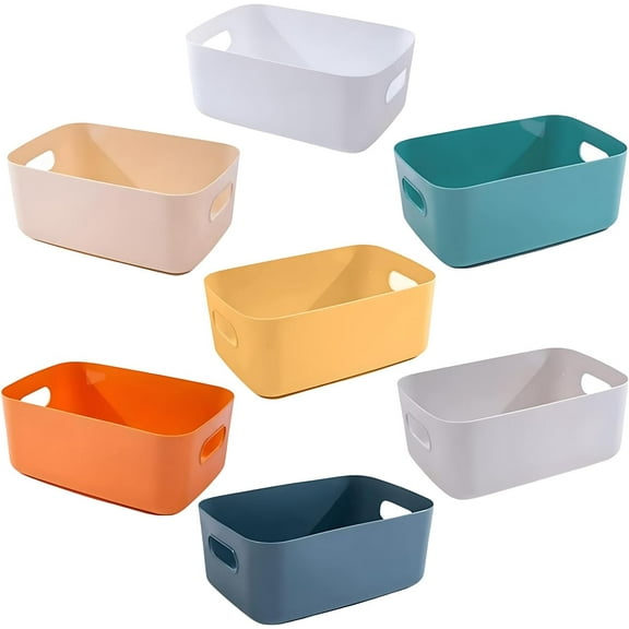 Storage Bins - Plastic Storage Bins For Organization - 7 Pack Storage Baskets - Storage Basket - Classroom Organization - Small Storage Bins - Kitchen Storage Bins - Bathroom Storage Bins