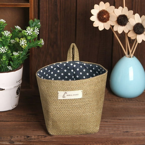 Storage Bins Polka Dot Small Storage Sack Cloth Hanging Non Woven Storage Basket Home Storage Bag Home Bedroom Storage Bag Sorting Storage Bag