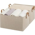 thumbnail image 1 of Storage Bins, Shelves Baskets for Organizing, Large Fabric Closet Organizers with Handles, Metal Frame, Natural Color, 2-Pack, 1 of 16