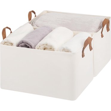 StorageWorks 2-Pack Fabric Storage Bins With Handles - Large Closet Organizers With Metal Frame