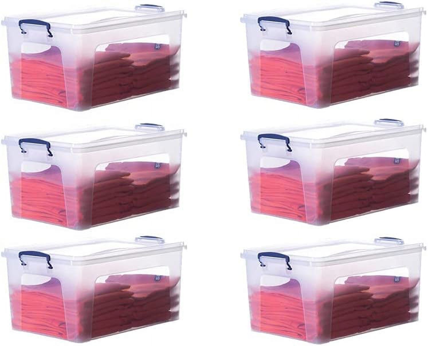 Storage Bins With Lids Clear Boxes For Organizing, Stackable Plastic