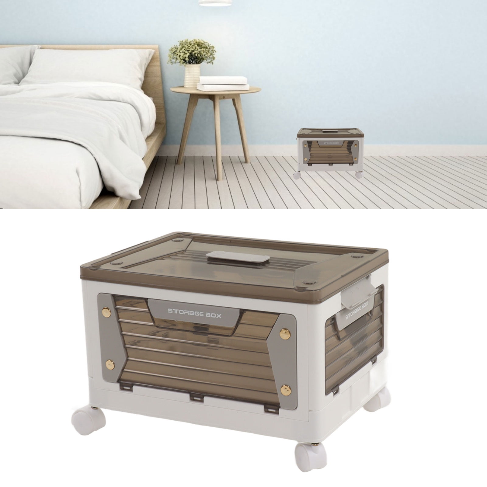 Storage Bins With Wheels, Stackable Storage Boxes With Lids Folding