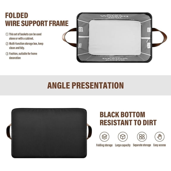 Storage Bins Your Own Design Custom Foldable Containers Metal Frames Fabric Storage Baskets 2 Handles Print On Demand