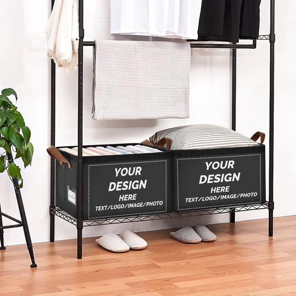 Storage Bins Your Own Design Custom Foldable Containers Metal Frames Fabric Storage Baskets 2 Handles Print On Demand