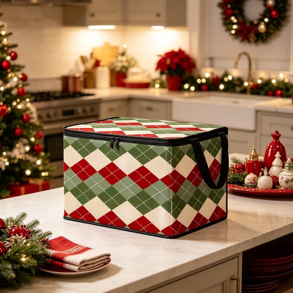 Storage Bins with Zipper Lid 13.78"x9.84"x9.84",Farmhouse Plaid Lidded Storage Baskets Boxes Foldable Organizer with Handles,Closet and Organization for Clothing,Sweater,Comforter,Bedding