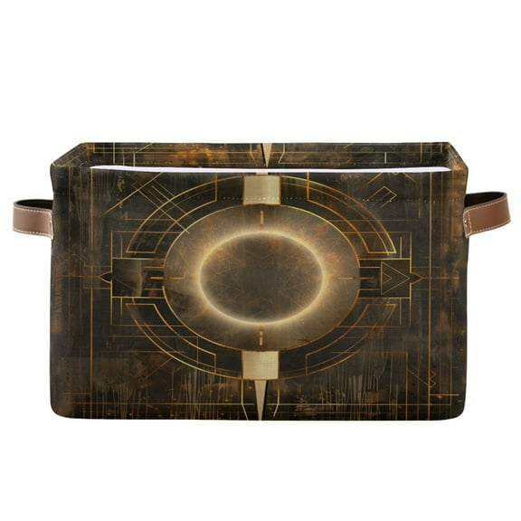Storage Bins with Handle Fabric Organizer Basket Foldable Box 1 Pack Abstract Bronze Geometric 14.2x10.2x8.3