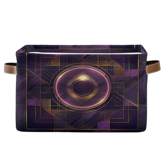 Storage Bins with Handle Fabric Organizer Basket Foldable Box 1 Pack Abstract Violet Geometric 14.2x10.2x8.3
