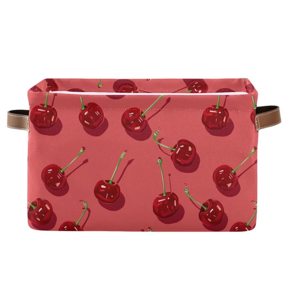 Storage Bins with Handle Fabric Organizer Basket Foldable Box 1 Pack Beautiful Cherry 14.2x10.2x8.3