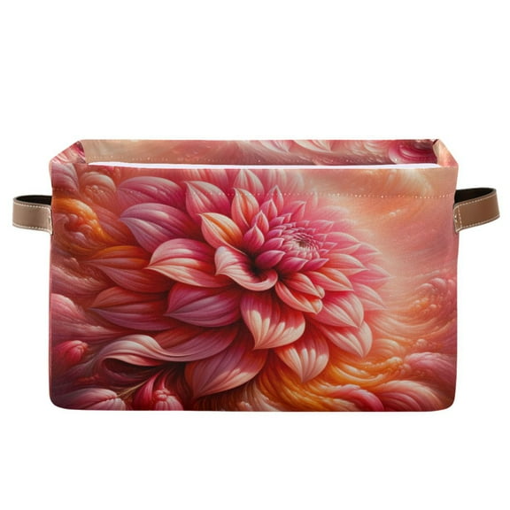 Storage Bins with Handle Fabric Organizer Basket Foldable Box 1 Pack Beautiful Dahlia Flower 14.2x10.2x8.3