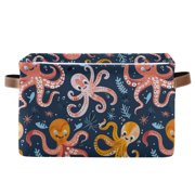 Storage Bins with Handle Fabric Organizer Basket Foldable Box 1 Pack Cartoon Funny Octopus 14.2x10.2x8.3