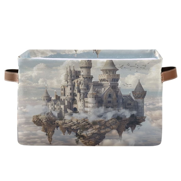Storage Bins with Handle Fabric Organizer Basket Foldable Box 1 Pack Castles Float in Air 14.2x10.2x8.3