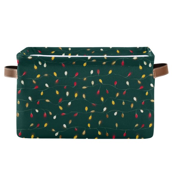 Storage Bins with Handle Fabric Organizer Basket Foldable Box 1 Pack Christmas String Lights 14.2x10.2x8.3