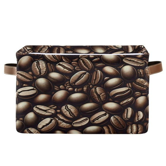 Storage Bins with Handle Fabric Organizer Basket Foldable Box 1 Pack Coffee Beans 14.2x10.2x8.3