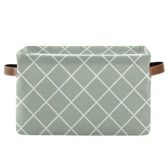 Storage Bins with Handle Fabric Organizer Basket Foldable Box 1 Pack Green Block 14.2x10.2x8.3