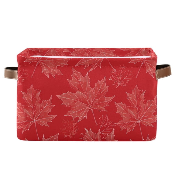 Storage Bins with Handle Fabric Organizer Basket Foldable Box 1 Pack Hand Drawn Maple Leaves 14.2x10.2x8.3