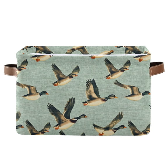 Storage Bins with Handle Fabric Organizer Basket Foldable Box 1 Pack Mallards Flying 14.2x10.2x8.3