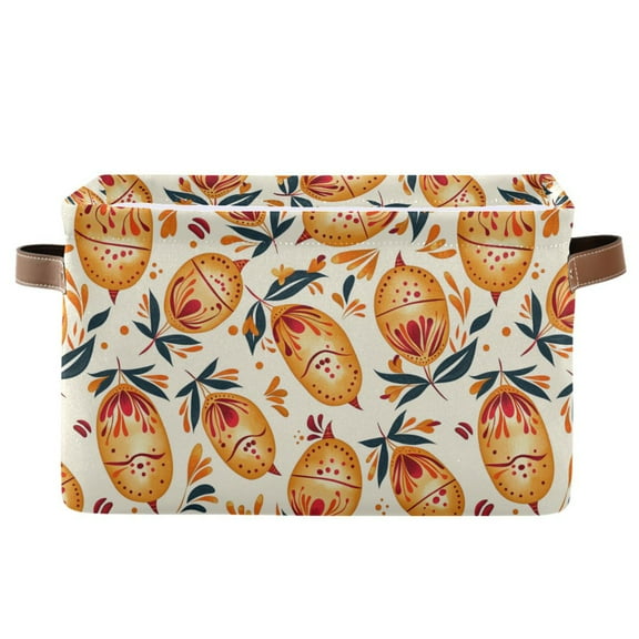 Storage Bins with Handle Fabric Organizer Basket Foldable Box 1 Pack Potatoes Folk Art 14.2x10.2x8.3