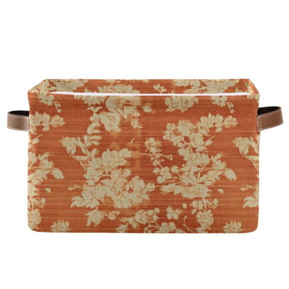 Storage Bins with Handle Fabric Organizer Basket Foldable Box 1 Pack Vintage Flora Patterned 14.2x10.2x8.3