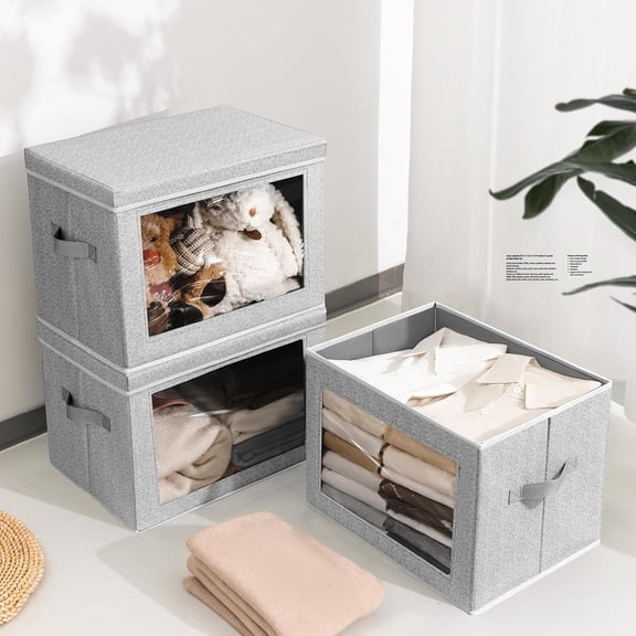 Storage Bins with Lids, 6 Pack Large Fabric Cubes with Window for Closet Organization