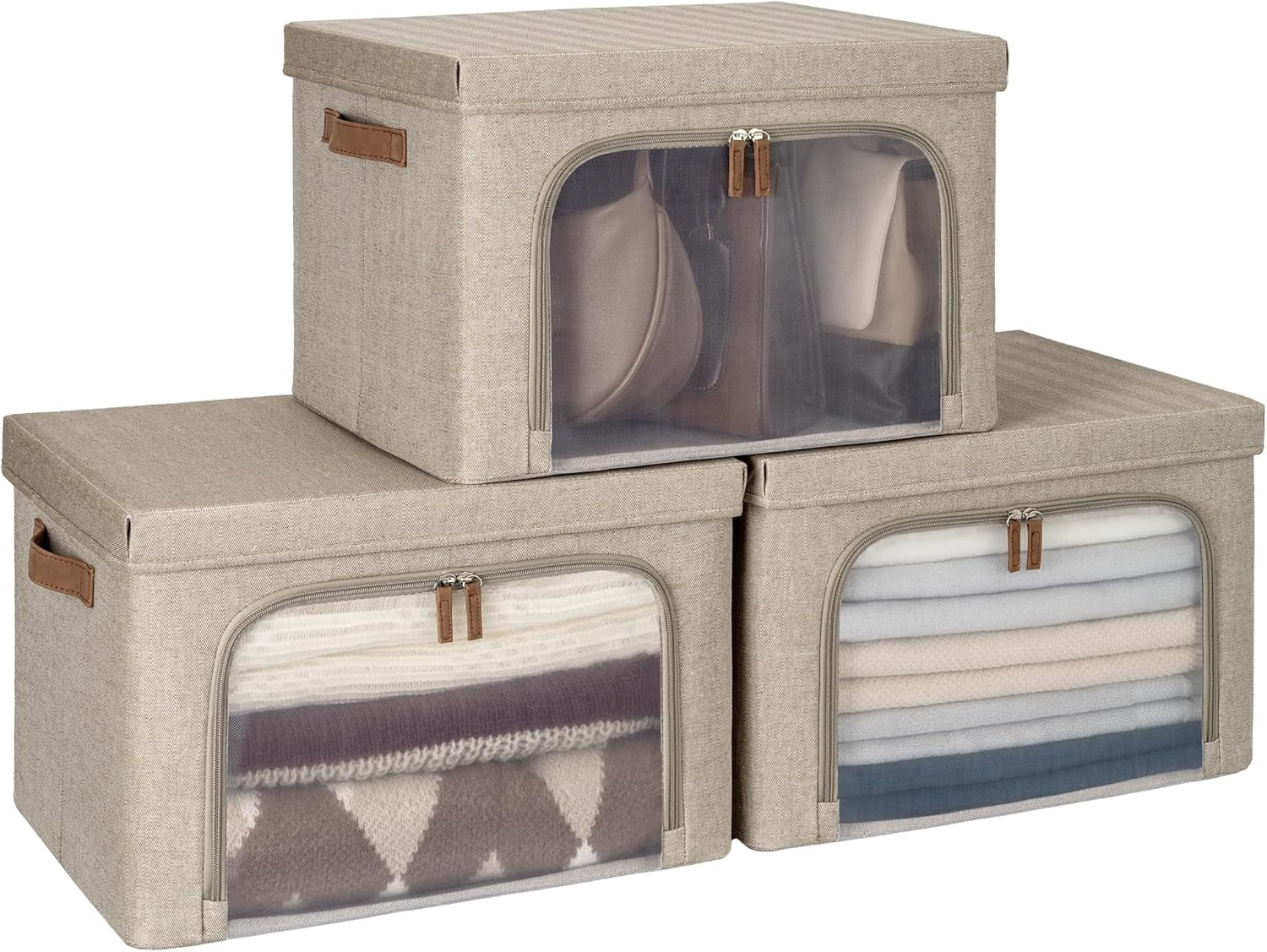 Fabric Storage Bins With Lids Storage Bins StorageWorks Closet 3-Pack ...