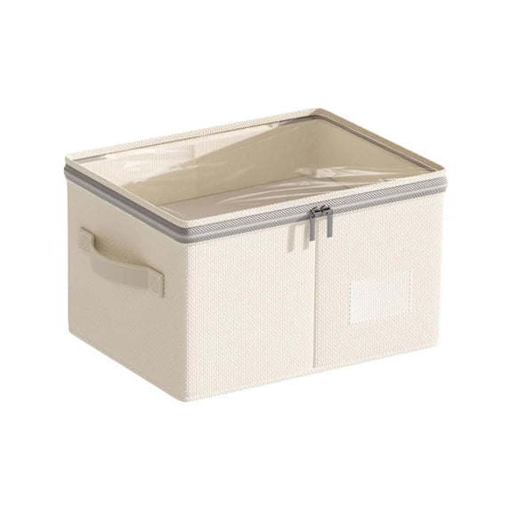 Storage Bins with Lids – Foldable Fabric Storage Boxes with Zippered Clear Window, Closet Organizers for Clothes Blanket