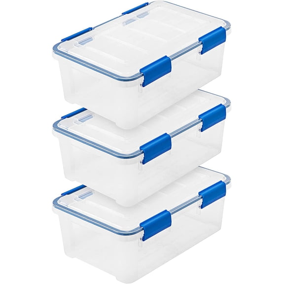 Storage Bins with Lids, Plastic Gasket Box with Tight Latch and Seal, Stackable Nestable Tote Tub