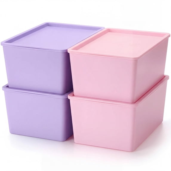 Storage Bins with Lids, Plastic Stackable Organizing Containers, Heavy ...