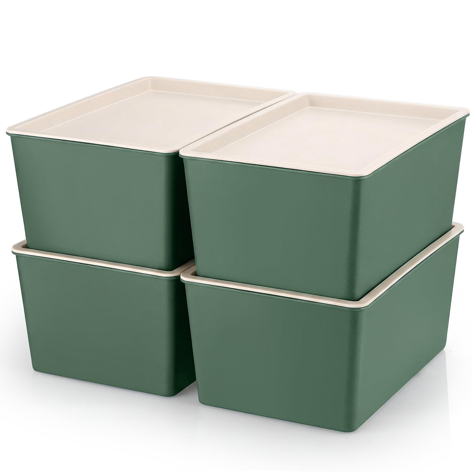 Storage Bins with Lids, Plastic Stackable Organizing Containers, Heavy ...