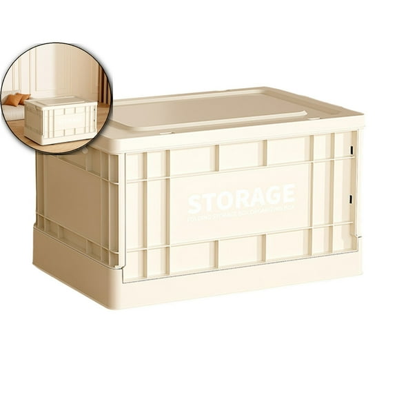 Storage Bins with Lids, Totes for Storage Stackable Collapsible Storage Bins for Garage, Camping, Outdoor, and Organization(Beige)