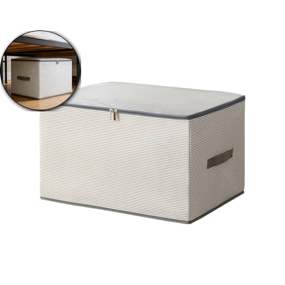 Storage Bins with Zipper, Cube Organizer Basket with Lid, Collapsible Stackable Closet Boxes, for Home and Bedroom, 19.6x15.7x11.8 Inch