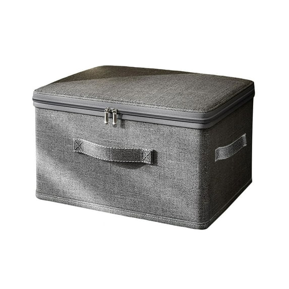 Storage Bins with Zipper Lids,Lidded Fabric Storage Boxes Baskets Cubes with Handles Collapsible Washable Clothes Organizer Containers D