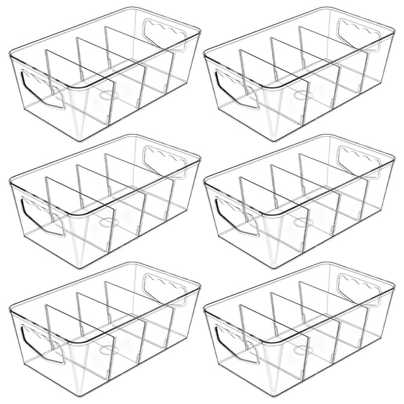 Storage Binswith Removable Dividers, Stackable with Removable Dividers for Kitchen/Fridge/Countertop,6-Pack