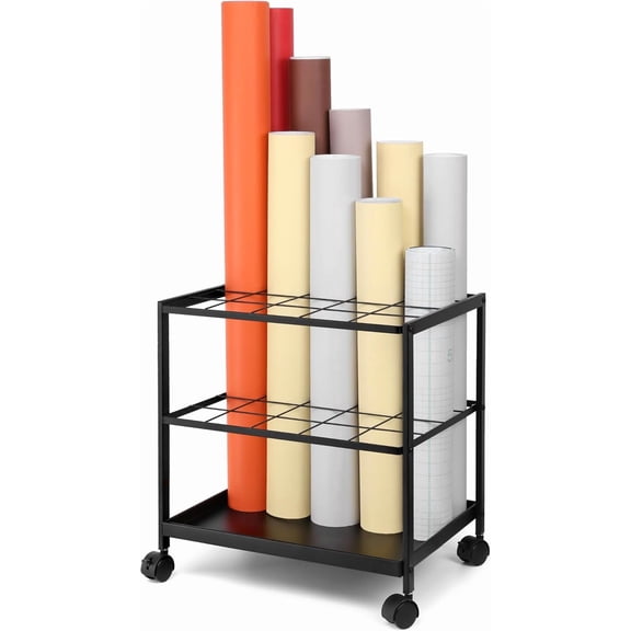 Storage Blueprint Rack Cart 20 Slots Metal Blueprint Holder With Double-layer