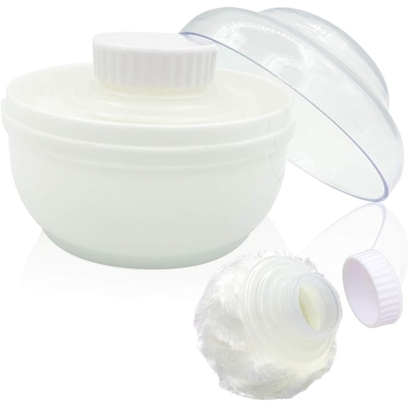 Storage Body Powder Container, Large 3.5" Fluffy Body After-Bath Powder Case, Baby Care Face, Makeup Cosmetic Talcum Powder Container With Hand Holder (Green) - pattern:3.15 Inch Storage Type White;